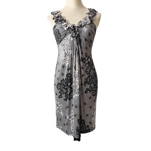 Enfocus Studio Black and White Floral Sleeveless Dress